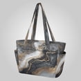 thumbnail image 2 of Quilted Tote Bag Large Capacity Multi-Compartment Handbag Lightweight Structured Shoulder Bag Versatile Casual Bag Gilded Black Marble Fluid Art, 2 of 7
