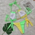 thumbnail image 4 of FhsagQ Women's Swimsuit Sets Panties Women's Bikini Patchwork Strap Two Piece Swimsuit Women's Swimsuit Sets Womens Swimsuit Sets Plus Size Robe Green S, 4 of 5