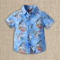 thumbnail image 2 of YunPes Baby Boys Short Sleeve Shirt Button Down Casual Lapel Collar Printing Summer Shirt Toddler Boys Holiday Vacation Tops, 2 of 3