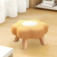 thumbnail image 5 of Wood Flower Stool Small Round Stool for Room Decoration Baby Chair with Soft Lamb Fleece Top Multiple Colors 25x25x20cm Solid Wood Frame, 5 of 6