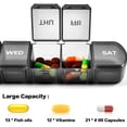 thumbnail image 3 of Mini dispensadores de almacenamiento Splitters 7 días Pastilla de píldoras 7 compartimentos Píldoras Tablet Plastic Container Case Escuela Hogar Transparente Gris Vogacara HA028292-01, 3 of 7
