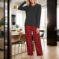 thumbnail image 3 of MLDRA Womens Pajamas Set Plaid Pjs Long Sleeve Crew Neck Lounge Top with Long Pants 2 Piece Sleepwear, 3 of 6