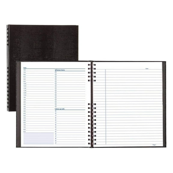 NotePro Undated Daily Planner - Black, 200 Pages - 8.5 x 10.75 Inch Organizer with Tabs & Pocket 10.75 X 8.5 Inches (Pack of 1)