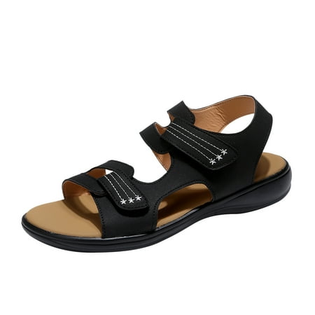 

YOTAMI Clearance Womens Sandals Hollow Out Casual Sandals Arch Support Non-Slip Summer Walking Sandals Soft Sole Shoes Beach Vacation Sandals Black Size 9.5