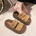 thumbnail image 6 of Brown Ladies Slippers Fur Lined Fleece Warm Thick Sole Autumn Winter Cozy Plush Insulated Non-Slip Soft Comfortable Casual Home Wear Shoes Size 36, 6 of 7