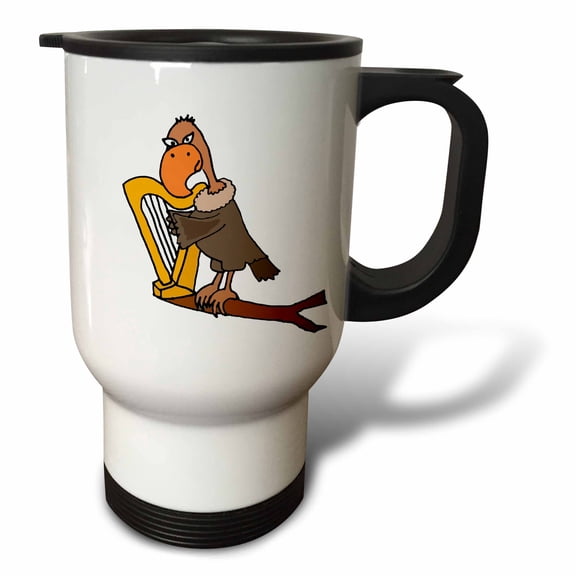 3dRose, Funny Buzzard Playing Harp , 14oz Stainless Steel Travel Mug