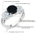 thumbnail image 6 of Gem Stone King 3.65 Cttw Black Onyx and White Created Sapphire 3-Stone Engagement Ring for Women | 925 Sterling Silver | Gemstone Birthstone | Three Stone Wedding Anniversary Promise Ring| Size 6, 6 of 6