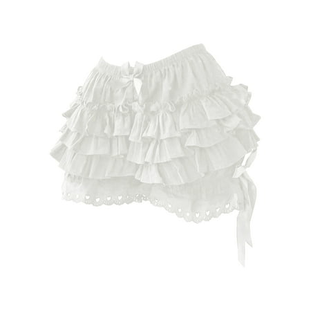 Sxiwei Women s Bloomers Kawaii Shorts Pumpkin Victorian Pantloons Steampunk Lace Ruffle Pants White XL