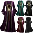 thumbnail image 1 of LINMOUA Women's Plus Size Cool Patchwork Bandage Long Sleeve Robe Long Dress, 1 of 6