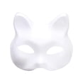 thumbnail image 1 of Máscara de gato de plástico blanco, medio disfraz de fiesta de anime de juego de rol blanco, máscara de bricolaje, 1 of 4