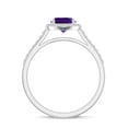 thumbnail image 3 of 925 Sterling Silver 1.50 CT Amethyst Halo Ring, Moissanite Engagement Ring in White White Gold Plated| Oval February Birthstone Wedding Ring, Birthday, Anniversary, Wedding Jewelry, Ring Size 8, 3 of 4