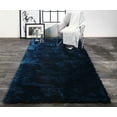 thumbnail image 2 of Freya Plush Shag Rug with Metallic Sheen, Deep Teal Blue, 2ft x 3ft-4in, 2 of 5