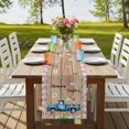 thumbnail image 4 of Table Runners 72 Inches Long Dress Scarves, Happy Easter Farmhouse Kitchen Table Runner, Coffee Tablerunners, Vintage Blue Truck Bunny Duck Wooden Grain 14x72 Inch, 4 of 9
