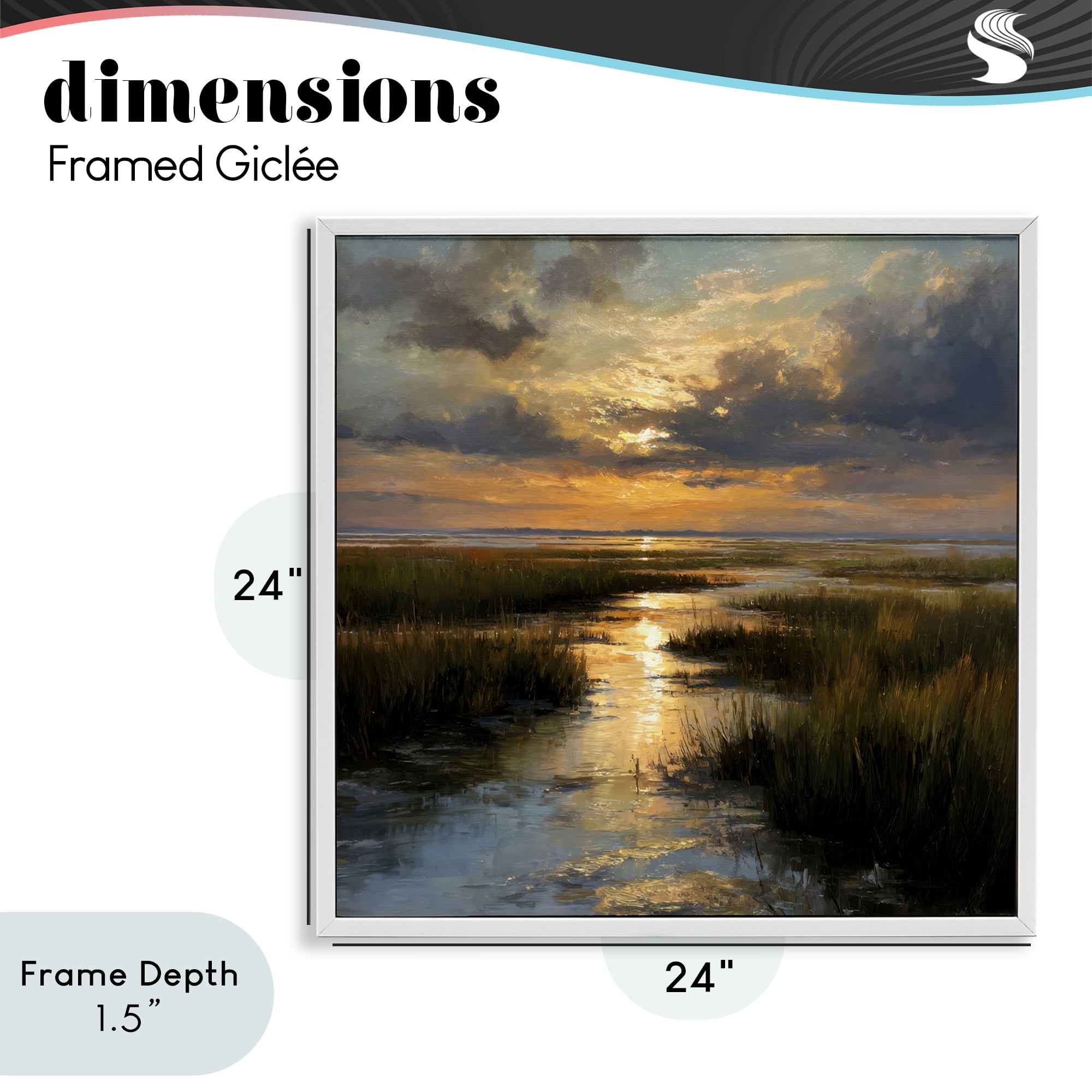 Stupell Industries Sunset Over Marshland White Framed Giclee Art, design by Petal Prints Design