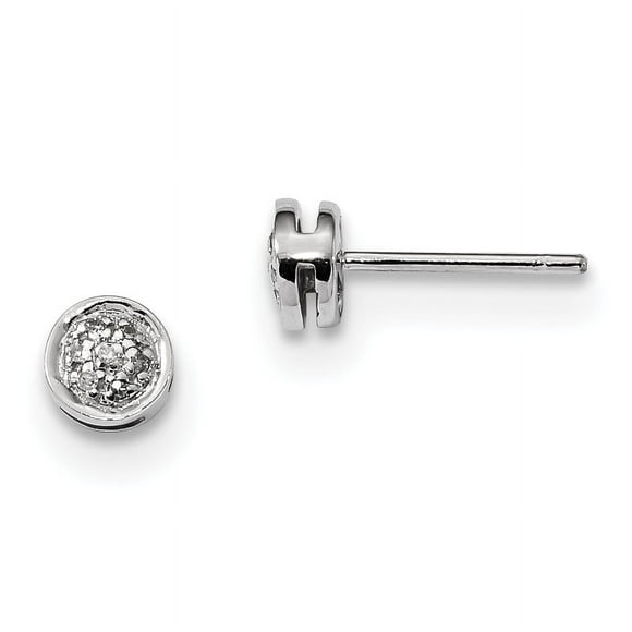 Sterling Silver Rhodium Diamond Circle Post Earrings QDX286