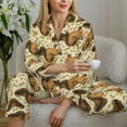 thumbnail image 6 of Honeii Cute Squirrel with Green Leaves Print Women's Pajama Sets Long Sleeve Button Down Sleepwear Nightwear Soft Pjs Lounge Sets 2PCS-Large, 6 of 7