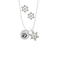 thumbnail image 2 of Delight Jewelry Silvertone Large Script Letter - D - 3/4'' Disc - Silver tone Snowflake Charm Necklace and Stud Earrings, 2 of 4