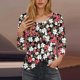 thumbnail image 2 of Blusas para las Mujeres Casual, 3/4 Manga Floral Estampado Camiseta de Moda Top Hecho de Poliéster Transpirable Suave para el Uso Diario de Primavera Otoño, Tops de Blusa para las Mujeres, 2 of 5
