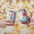 thumbnail image 2 of 12oz Stemless Wine Tumblers Pioneer Flower Vacuum Insulated Stainless Steel Travel Tumbler Cups Mug with Lid and Straw for Champaign,Cocktail,Beer with Cleaning Brush, 2 of 5