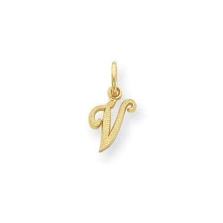 14k Yellow Gold Casted Initial V Charm (0.6in long x 0.4in wide)