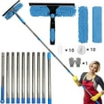 thumbnail image 4 of 20+ Feet Reach 2 in 1 Window Washing Squeegee & Duster with Extension Pole, Natubeau Window Cleaning Tool with 2 Replace Pad for Home Indoor Outdoor Window Washing, Blue, 4 of 10