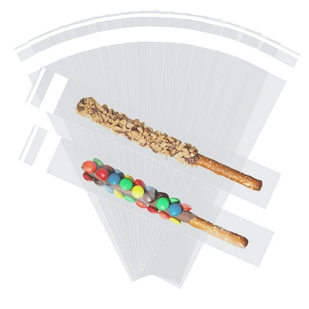 200 Pcs Thickened Pretzel VTF5 Rod Bags - 2x10 Inches Self Sealing Cellophane Clear Individual Bags for Chocolate Candies Cookies