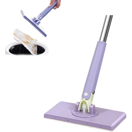Automatic Cloth Changing Mini Mop, Portable Hands Free Mop, Lazy Mop Floor Cleaners for Bathroom, Kitchen, House Wall Mirrors (Purple)