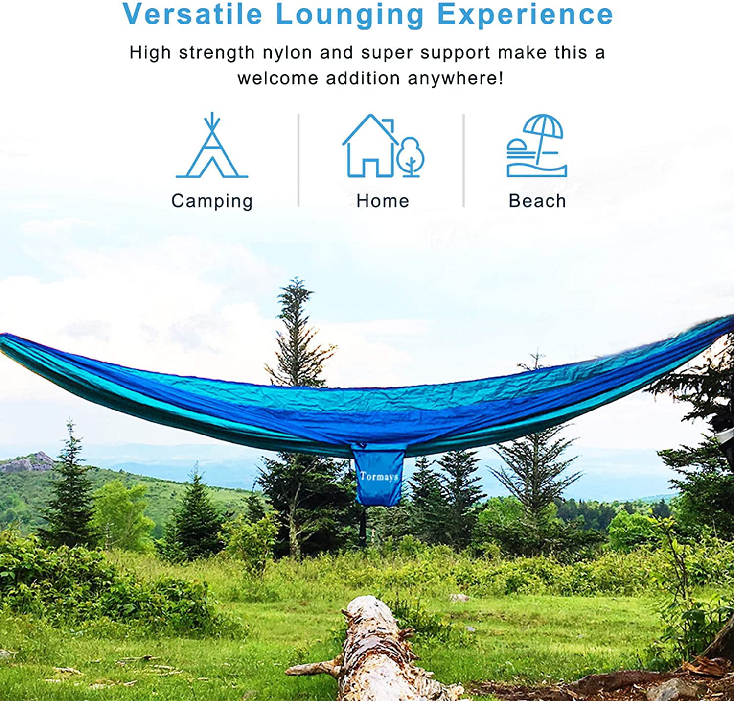 2pcs Hanging Swing Outdoor Hammock Tree Straps Camping Hiking Yoga Blue 