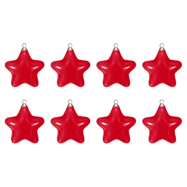 Unique Bargains 8Pack Red Star Acrylic Beads Decoration Hanging Pendants for Craft