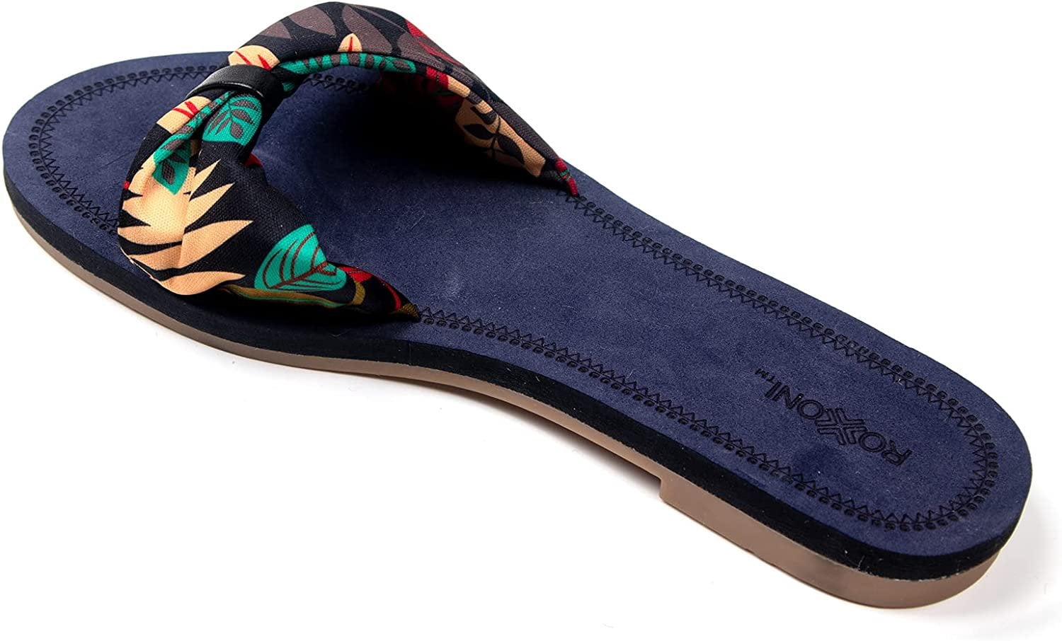 Women’s Floral Lace Strap Sandals – Boho Summer Slides with Colorful Flower Pattern, Trendy Indoor & Outdoor Casual Sandals