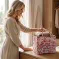 thumbnail image 4 of Storage Basket Organizer, Fabric Floral Storage Baskets with Handle, Quilted Portable-Collapsible Storage, A, 4 of 6