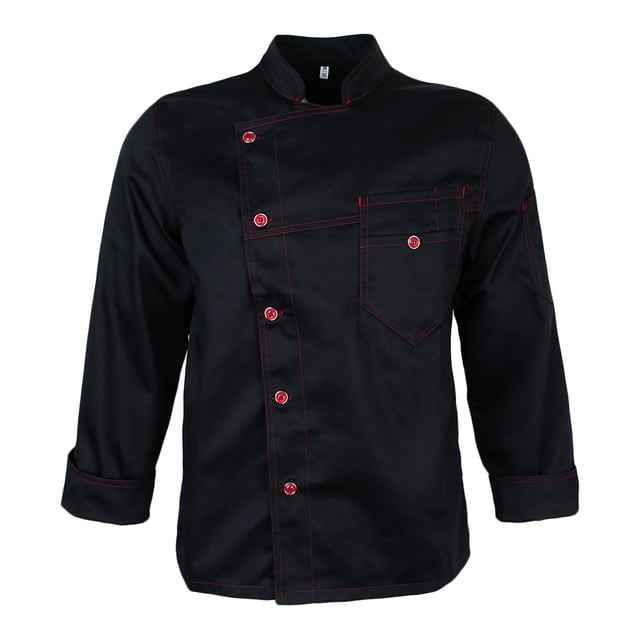 Mujeres Hombres Chaqueta de Chef Simplemente Cosida Abrigo Uniforme de Cocina Manga Larga - Negro, METRO Sunnimix chaqueta de chef hombres uniformes mujeres