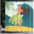 thumbnail image 3 of Ambesonne Hula Girl Shower Curtain, Aloha Palm Trees Summer, 69"Wx70"L, Multicolor, 3 of 4