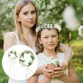 thumbnail image 6 of Raindrops White Flower Crown with Floral Ribbon Tie Wrist Band for Wedding Festivals, 6 of 6