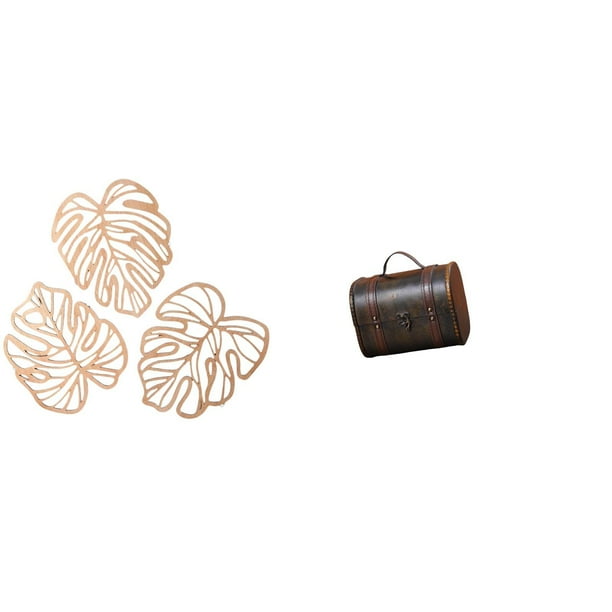 Placa de pared con hojas de palma, decoración de pared de madera, organizador de joyas, caja de joyería de madera resistente, ideal para regalar.