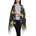 Colorful Puzzle Piece Scarf Women New Cartoon Head Scarves with Tassel Winter Casual Shawl Wraps