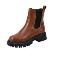 thumbnail image 2 of Dweltoz Women's Chelsea Heeled Ankle Boots Booties Dressy Slip On Lug Sole Short Ankle Booties Pull On Flat Street Style Shoes with Elastic Side,Brown 6.5, 2 of 7