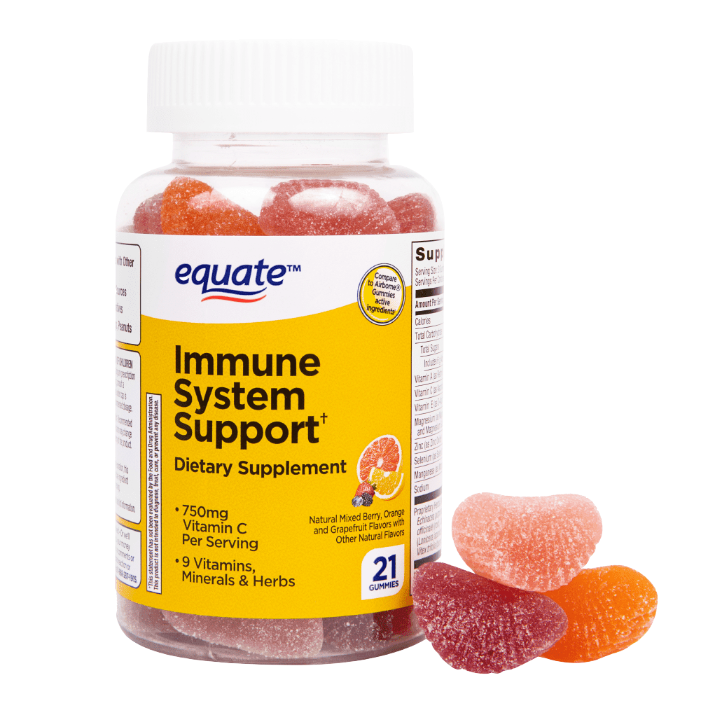 Equate Immune System Support Gluten Free Vitamin C Gummies, Mixed Berry