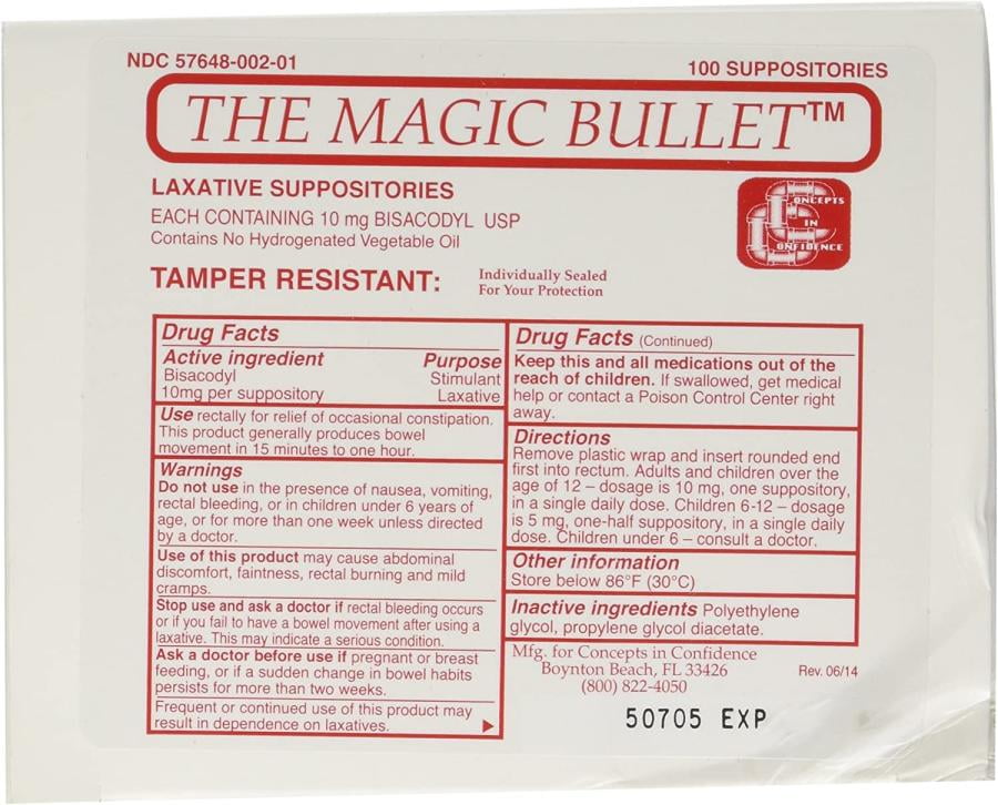 Magic Bullet Suppository, 5 Count