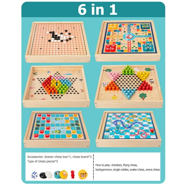 Ajedrez De Juego Multifunción Juego de aprendizaje familiar Juguetes para niños Juegos prácticos de escritorio para el hogar para 2-4 jugadores Sywqhk libre de BPA
