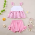 thumbnail image 6 of Zanarzt Baby Girl Clothes Newborn Spring Toddler Baby Girl Summer Clothes Daddys Girl Plaid T Shirt Top Shorts Set Outfit Pink,12-18 Months, 6 of 8