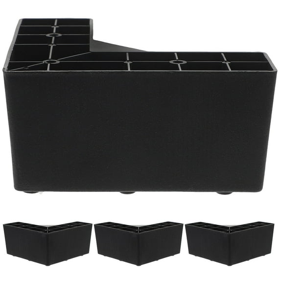 Beaupretty 4Pcs Black Plastic Furniture Risers for Beds Couch Sofas with Scratch Resistant Design
