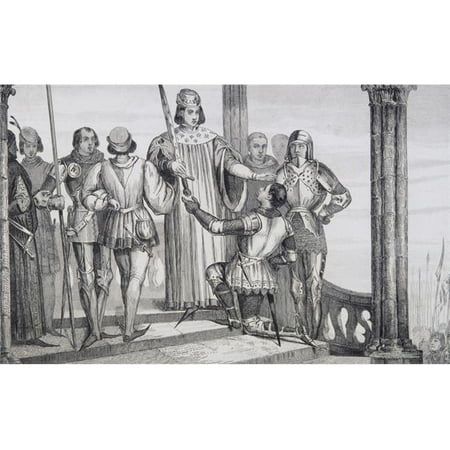 Charles V the Wise 1358 to 1380 Presents His Sword to Duguesdin From Histoire De France by Colart Published Circa 1840 3 Poster Print - 36 x 22