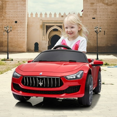

CLEARANCE! Maserati-Licensed 12V Kids Ride On Car Electric Vehicle with Remote Control MP3 USB Music Horn LED Lights Openable Doors Red