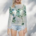 thumbnail image 4 of Gibobby Blusas Termicas Dama Blusa de manga larga con cuello redondo a la moda de verano para mujer, camisa estampada superior semitransparente, camisa inferior（Negro， L), 4 of 5