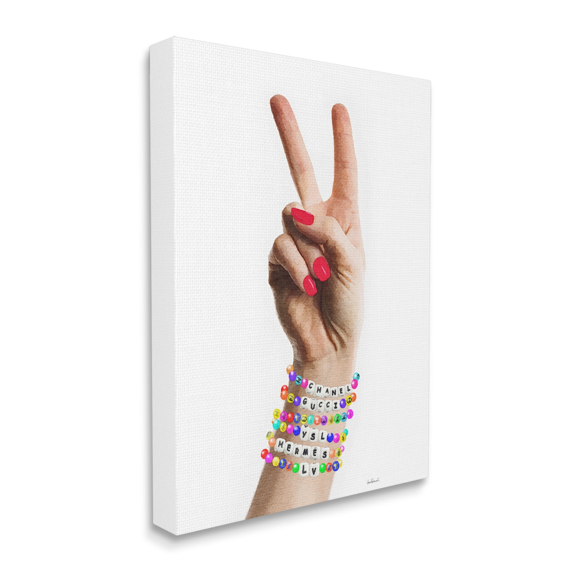 Stupell Industries Glam Bracelets Peace Sign Beauty & Fashion Painting Gallery Wrapped Canvas Art Print Wall Art, 36 x 48