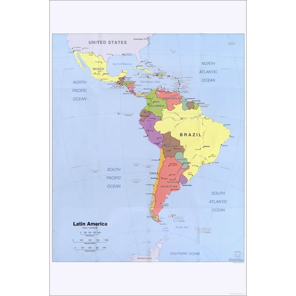 24"x36" Gallery Poster, cia map of Latin south America 2006