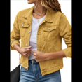 thumbnail image 1 of Chaquetas Vaqueras para Mujer, Básicas, de Larga, con Botones, Estilo Corto, A Amarillo L, 1 of 7