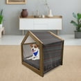 thumbnail image 3 of Abstract Pet House, Horizontal Zigzag Chevron Design with Bold Thin Print, Outdoor & Indoor Portable Dog Kennel with Pillow and Cover, 5 Sizes, Charcoal Grey Pale Grey, by Ambesonne, 3 of 5