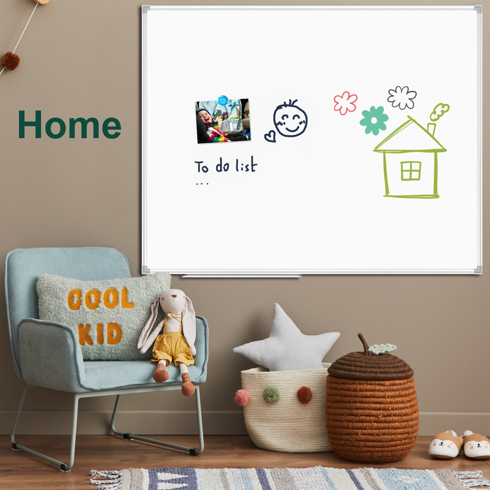 Lockways Large Dry Erase Board for Wall 47" x 35" Big Marker Whiteboard School Supplies